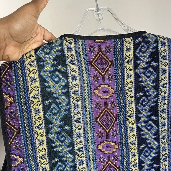Vintage Southwestern Aztec Blanket Vest Womens Size XL Pockets - Picture 5 of 6